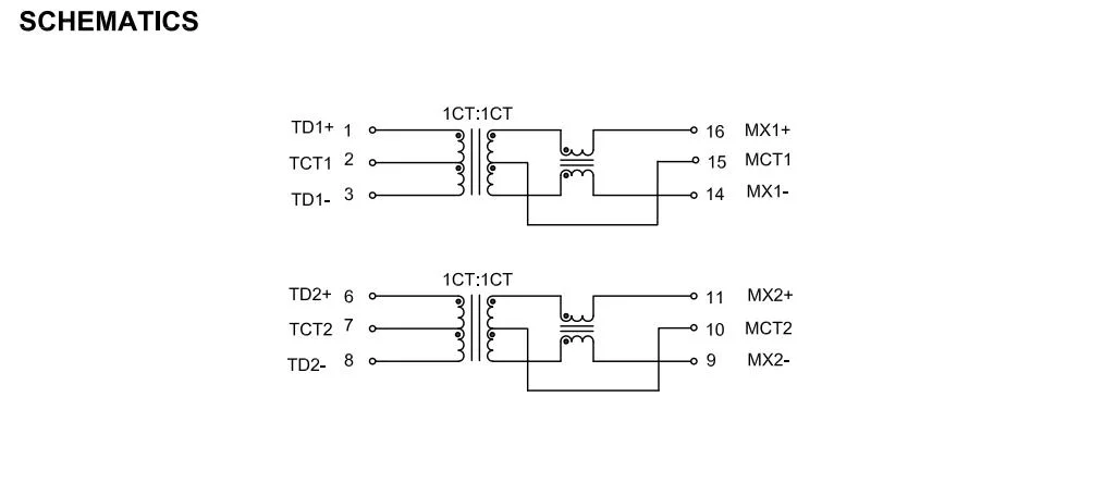 16 Pin SMT High Speed LAN Magnetics Isolation LAN Transformer China OEM for 749020100 Single Port 10/100 Base-T SMD 10/100bt Tg110-E050n5rl by Tape / Reel