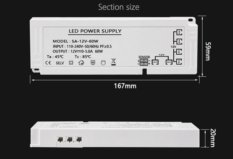 24W 40W 60W 100W 150W 12V LED Driver Step Down Power Supply LED Bulb Transformer for Closet Light